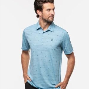 Travis Mathew Good Time Charlie Golf shirt Palm trees size light blue medium